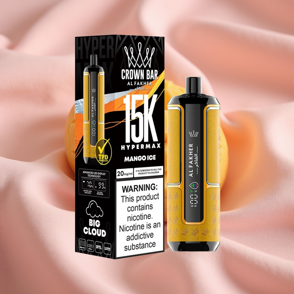 Al Fakher Crown Bar 15K Hypermax Einweg-Vape mit Mango-Eis – 22ml, 600mAh, Typ-C, DTL, 6mg/ml