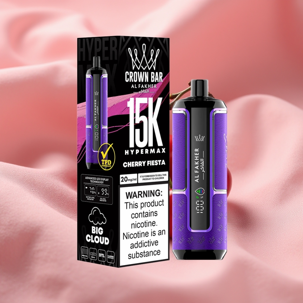 Al Fakher Crown Bar 15K Hypermax Wegwerf-Vape Kirschfiesta 22ml 600mAh Typ-C DTL 6mg/ml