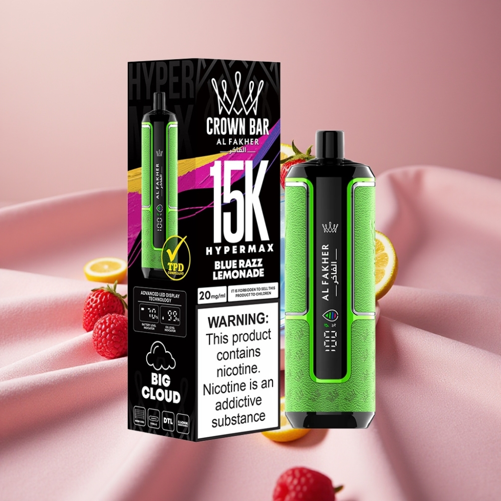 Al Fakher Crown Bar 15K Hypermax Wegwerf-Vape Kit Blaue Himbeerlimonade