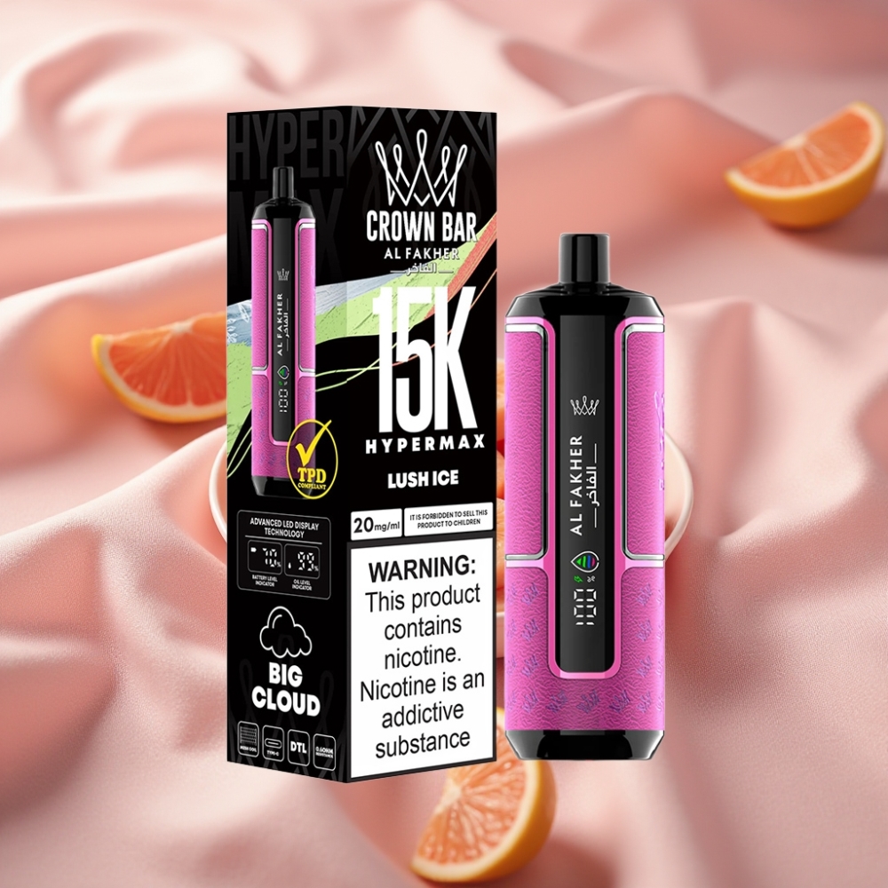 Al Fakher Crown Bar 15K Hypermax Wegwerf-Vape Kit Luch Eis – 22ml, 600mAh, Typ-C, DTL, 6mg/ml