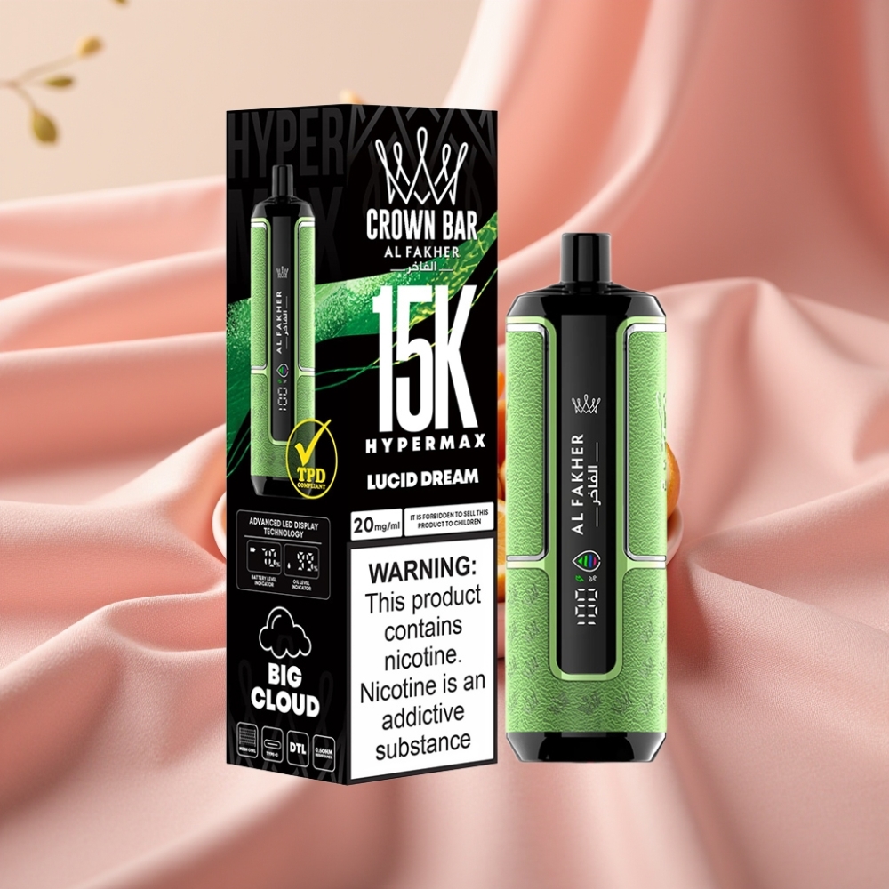 Al Fakher Crown Bar 15K Hypermax Wegwerf-Vape Kit Luzider Traum – 22ml, 600mAh, Typ-C, DTL, 6mg/ml
