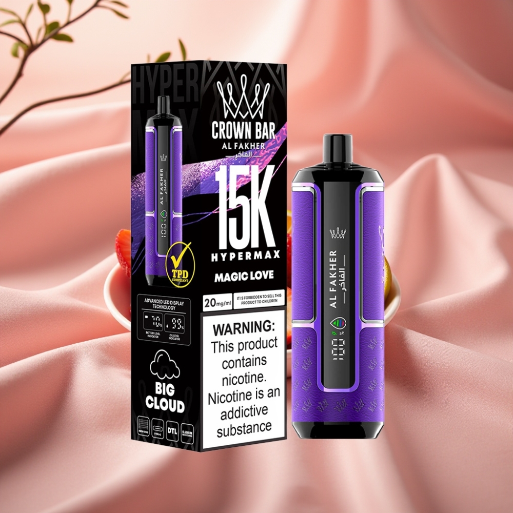 Al Fakher Crown Bar 15K Hypermax Wegwerf-Vape Kit Magische Liebe – 22ml, 600mAh, Typ-C, 6mg/ml