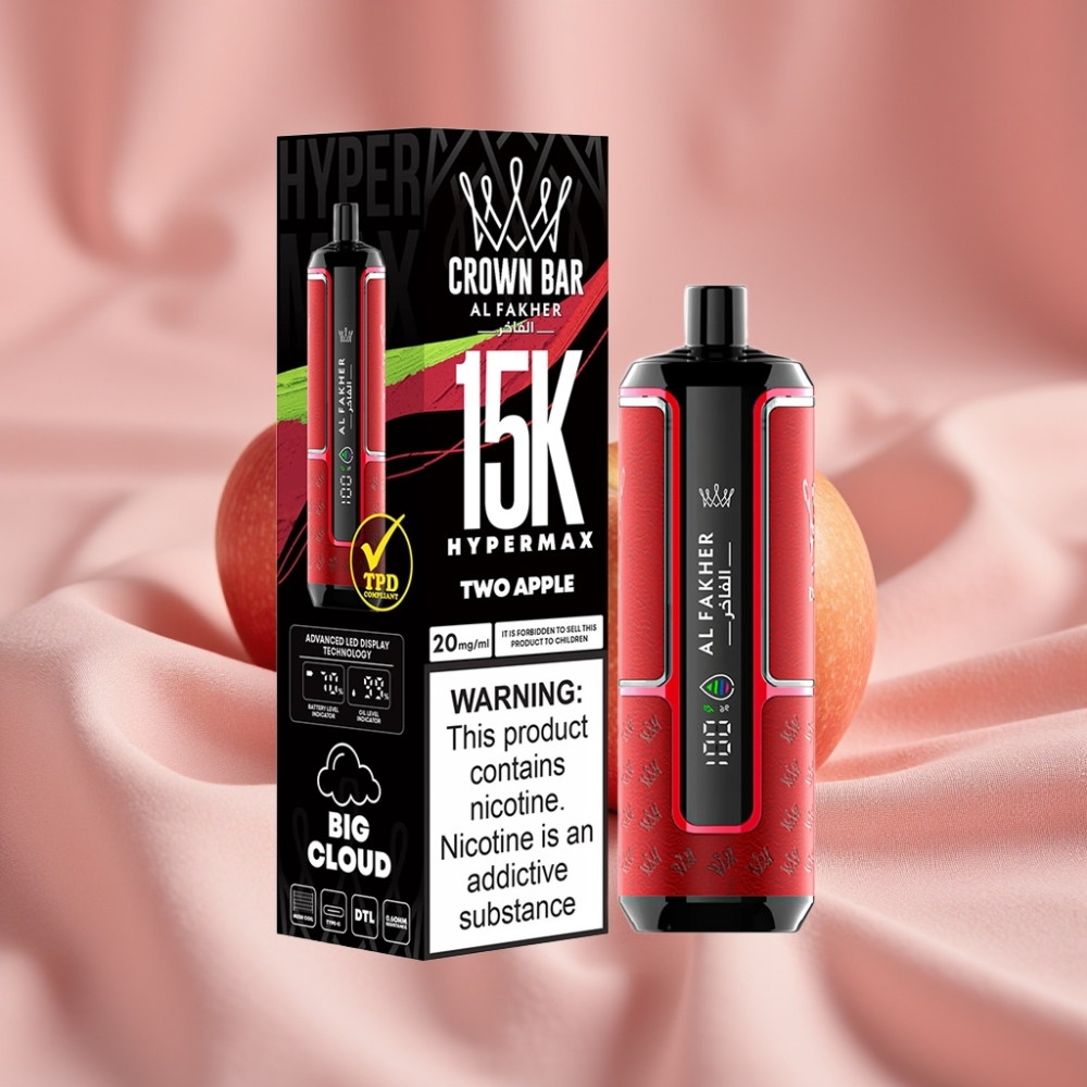 Al Fakher Crown Bar 15K Hypermax Wegwerf-Vape-Kit Zwei Äpfel mit 22ml E-Liquid & 600mAh
