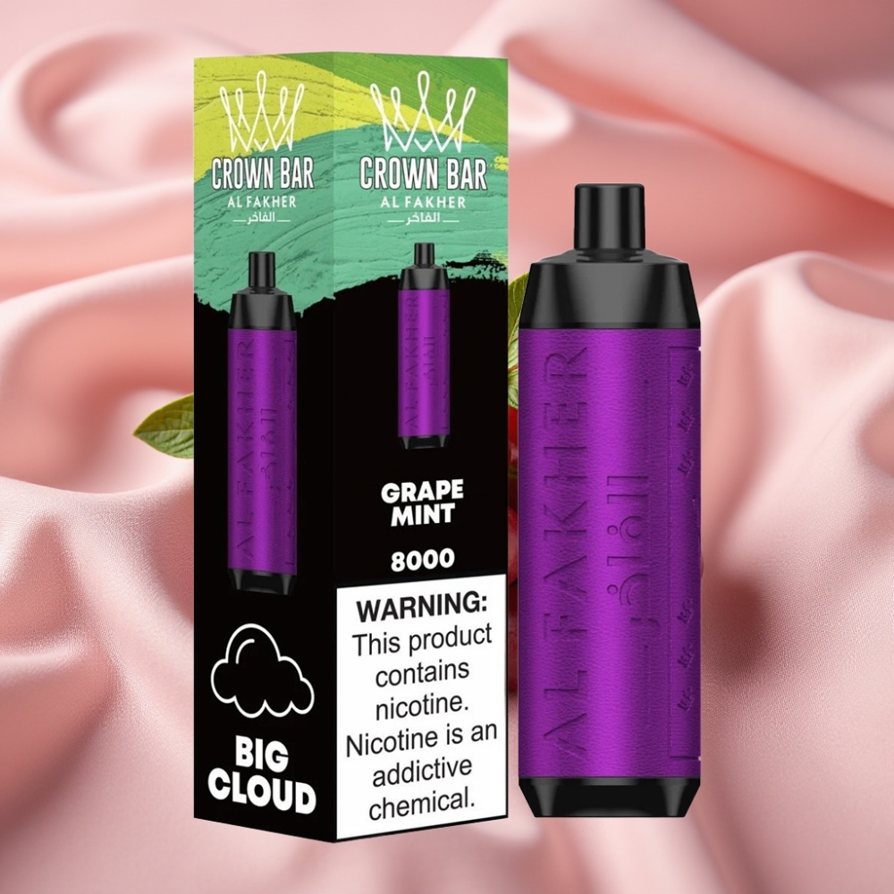 Al Fakher Crown Bar 8000 Crystal 18ml 5mg USB-C Grape Minze vape großhandel Schweiz
