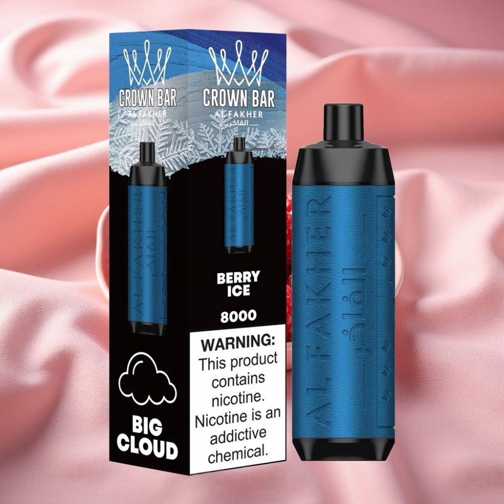 Al Fakher Crown Bar 8000 Crystal Wegwerf-Vape Beeren-Eis mit 600mAh Akku, Typ-C, 18ml, 5mg Nikotin