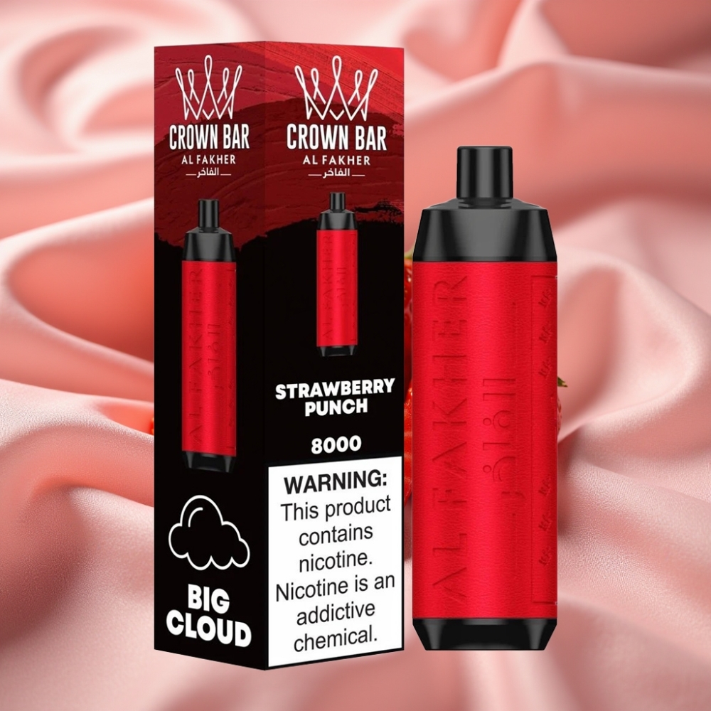 Al Fakher Crown Bar 8000 Crystal Wegwerf-Vape Erdbeer-Punch – 18ml, 5mg, 600mAh, Typ-C