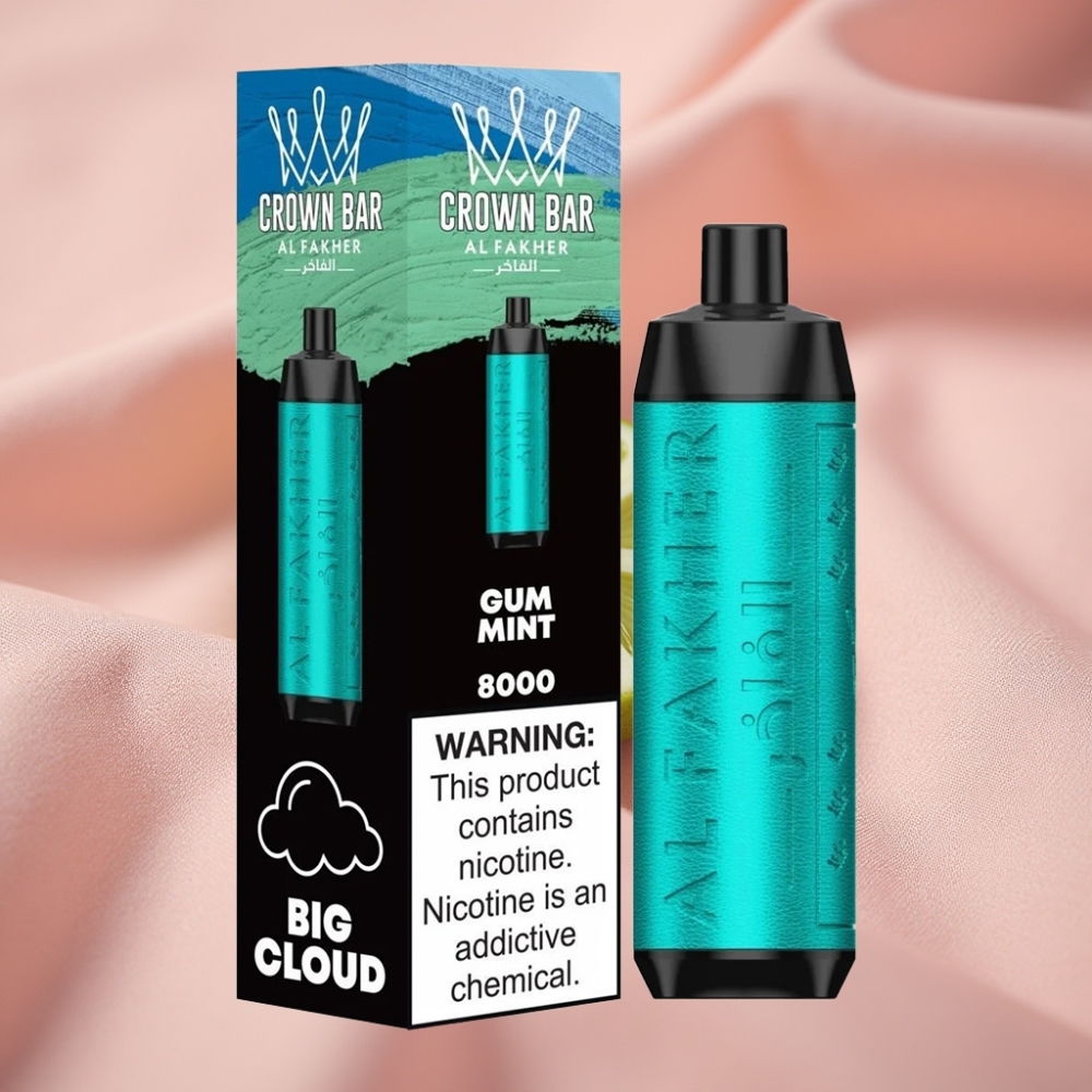Al Fakher Crown Bar 8000 Crystal Wegwerf-Vape Kaugummi-Minze mit 18ml Liquid & USB-C