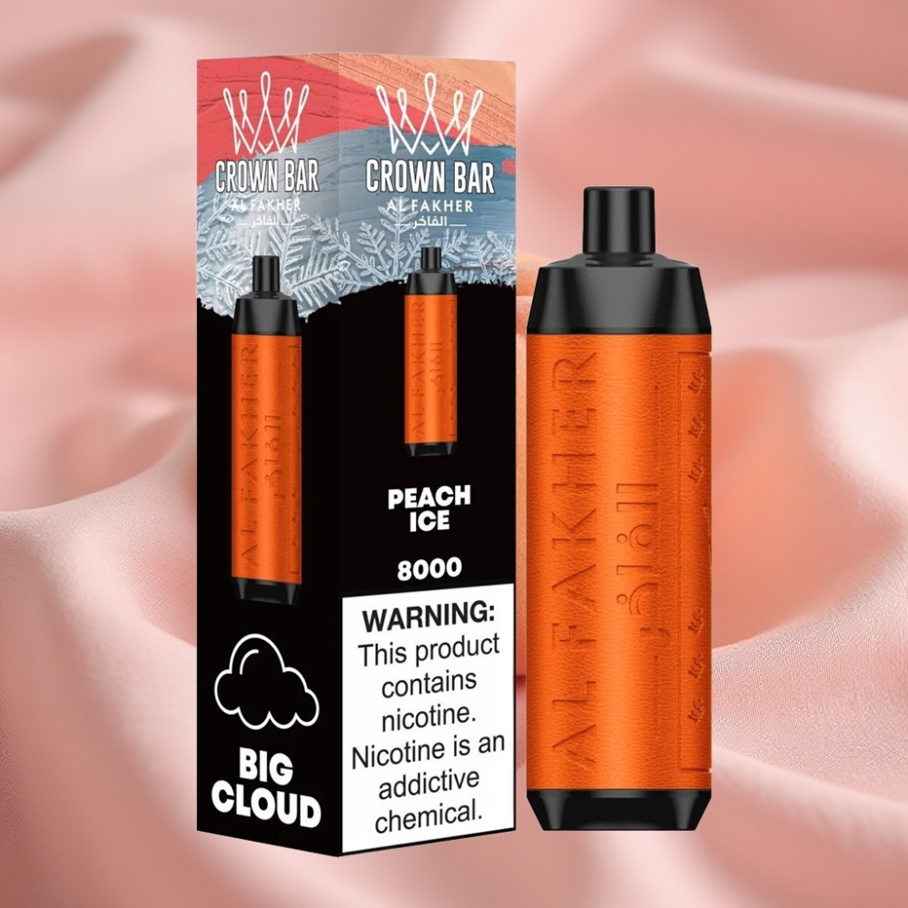 Al Fakher Crown Bar 8000 Crystal Wegwerf-Vape Pfirsich-Eis mit 600mAh & Typ-C