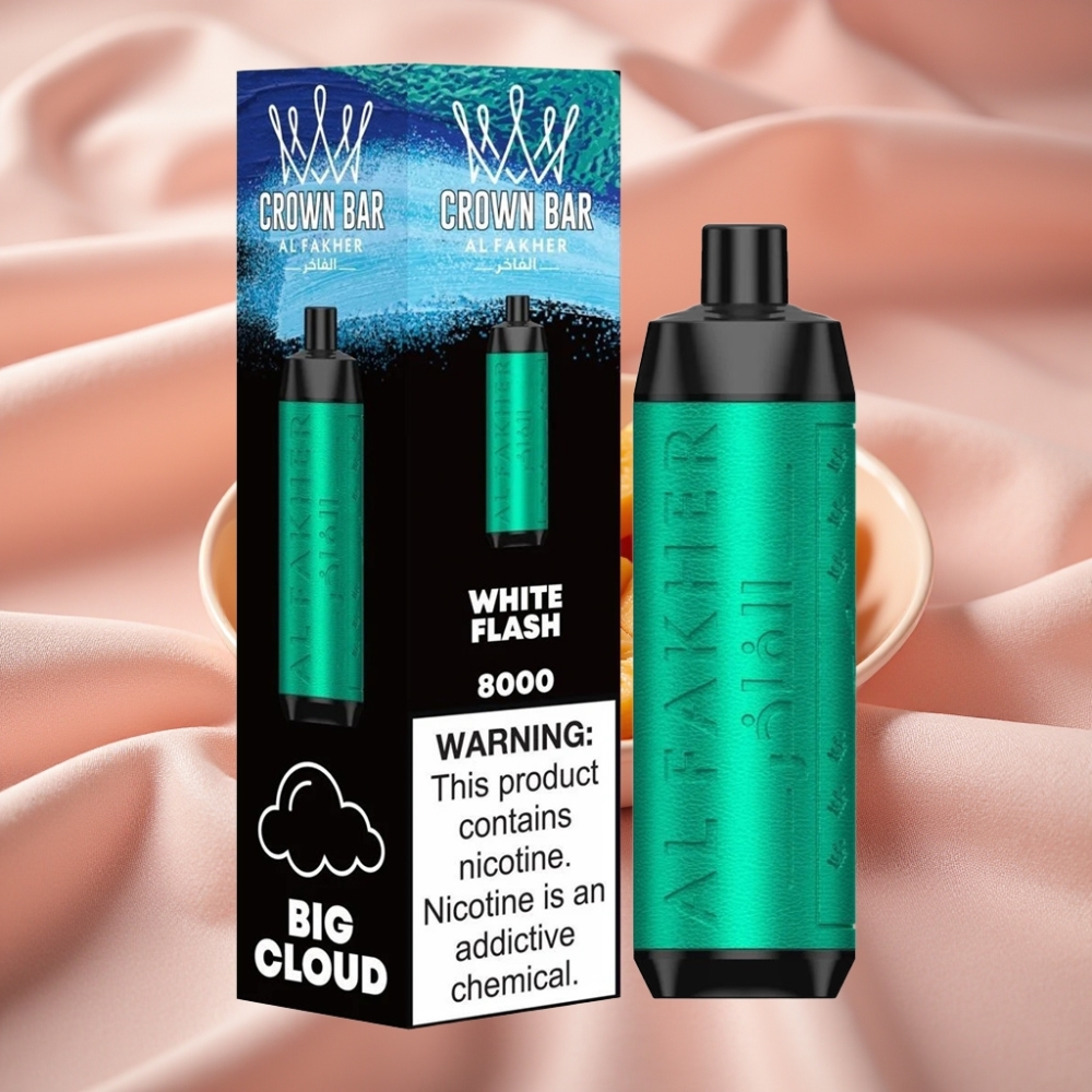 Al Fakher Crown Bar 8000 Crystal Wegwerf-Vape Weißblitz mit 18ml Liquid & USB-C