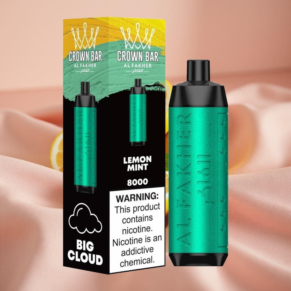 Al Fakher Crown Bar 8000 Crystal Wegwerf-Vape Zitronen-Minze mit 18ml Liquid & 600mAh Akku