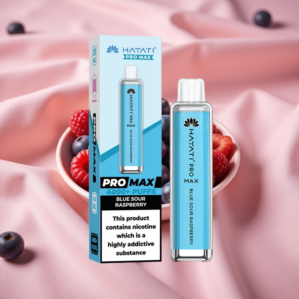 Hayati Pro Max 4000 Puffs Disposable Vape Blaue Saure Himbeere, 1400mAh, Dual 1,1 Ohm Mesh Coil, TPD