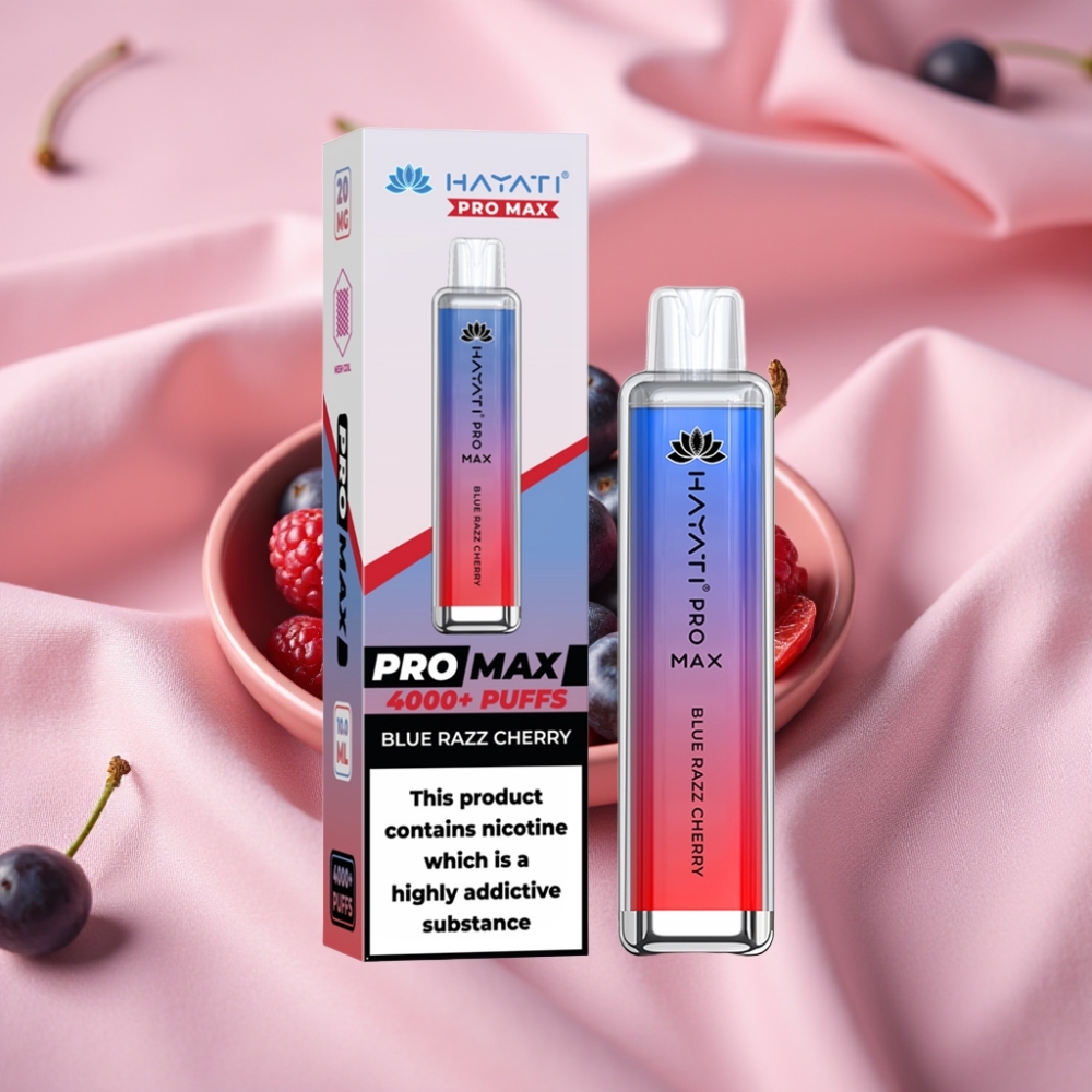 Hayati Pro Max 4000 Puffs Wegwerf-Vape Blau-Himbeer-Kirsche mit 1400mAh Akku & LED