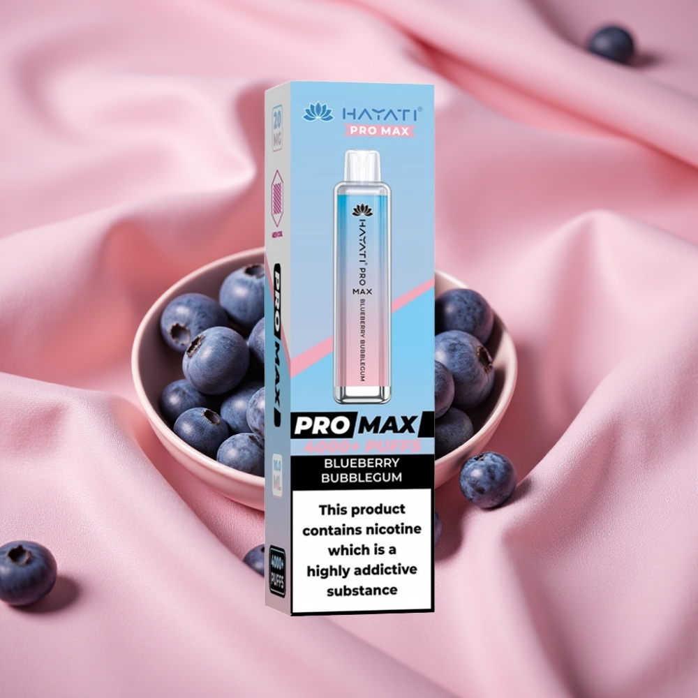 Hayati Pro Max 4000 Puffs Wegwerf-Vape Blaubeer-Kaugummi mit 1400mAh Akku & LED
