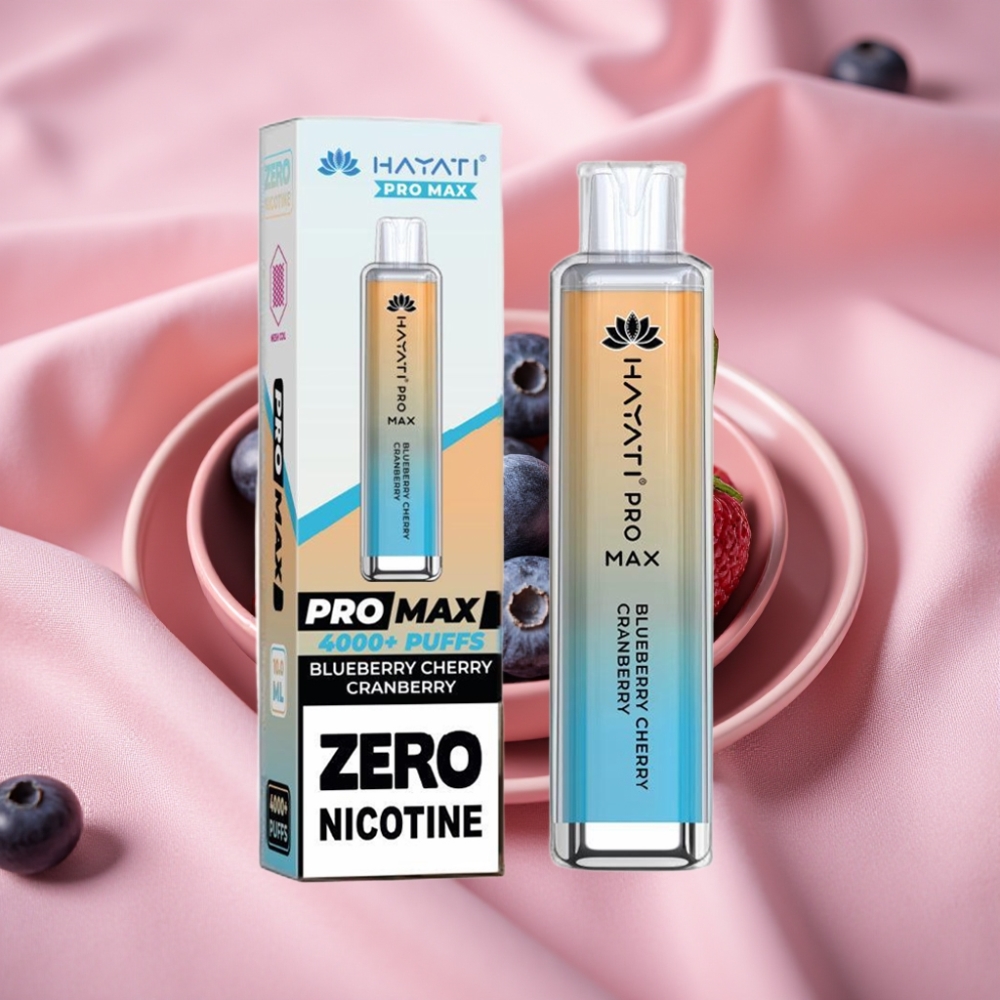 Hayati Pro Max 4000 Puffs Wegwerf-Vape Blaubeere Kirsche Cranberry mit 1400mAh Akku & LED