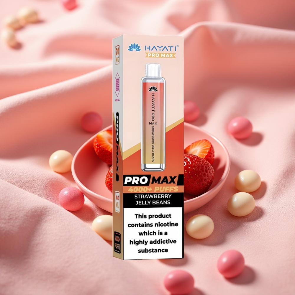 Hayati Pro Max 4000 Puffs Wegwerf-Vape Erdbeer-Jelly-Beans mit 1400mAh Akku & LED