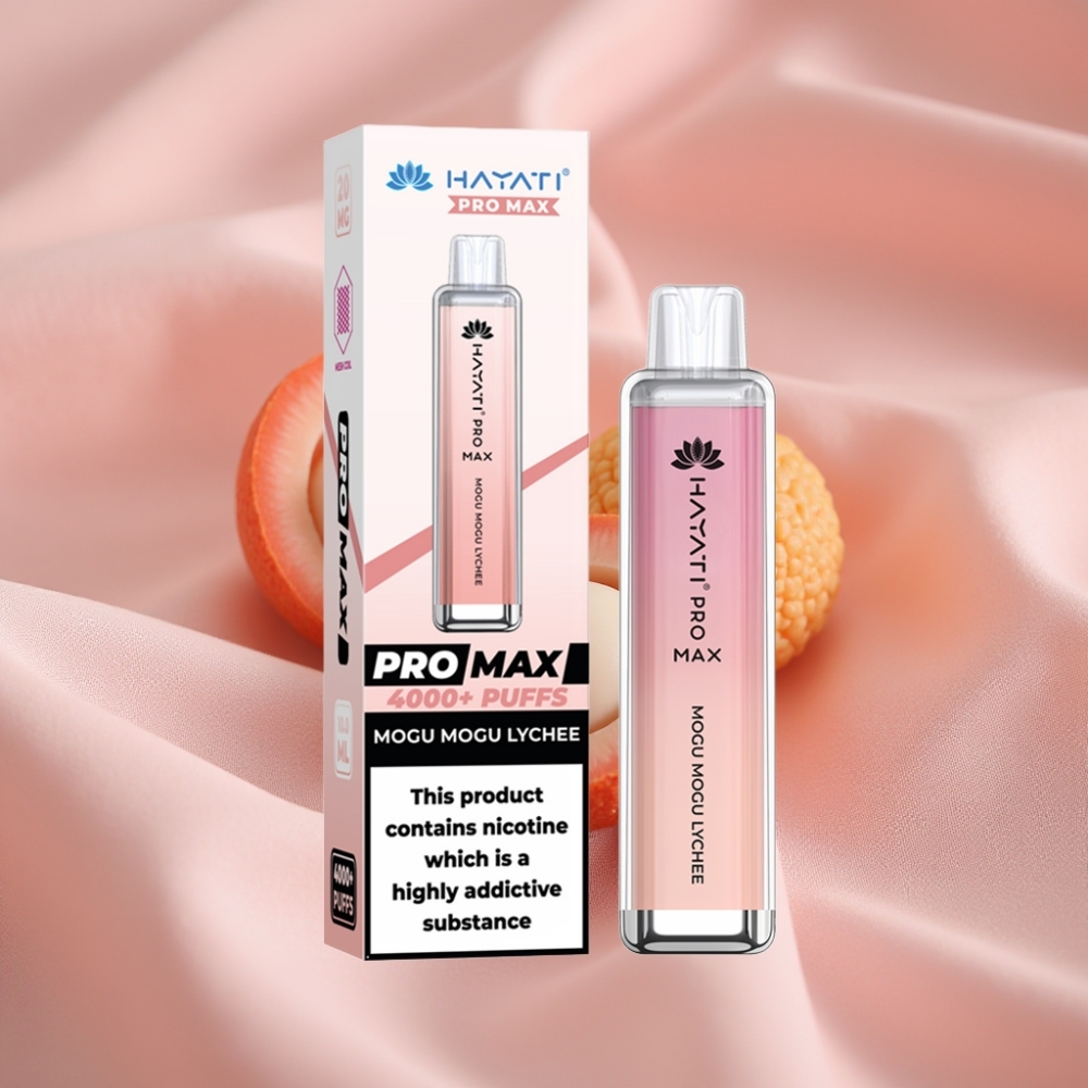 Hayati Pro Max 4000 Puffs Wegwerf-Vape Mogu Mogu Litschi mit 1400mAh Akku & LED