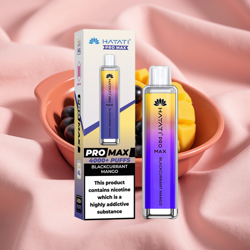 Hayati Pro Max 4000 Puffs Wegwerf-Vape Schwarzjohannisbeere Mango 1400mAh Dual-Mesh 28x28x120mm TPD