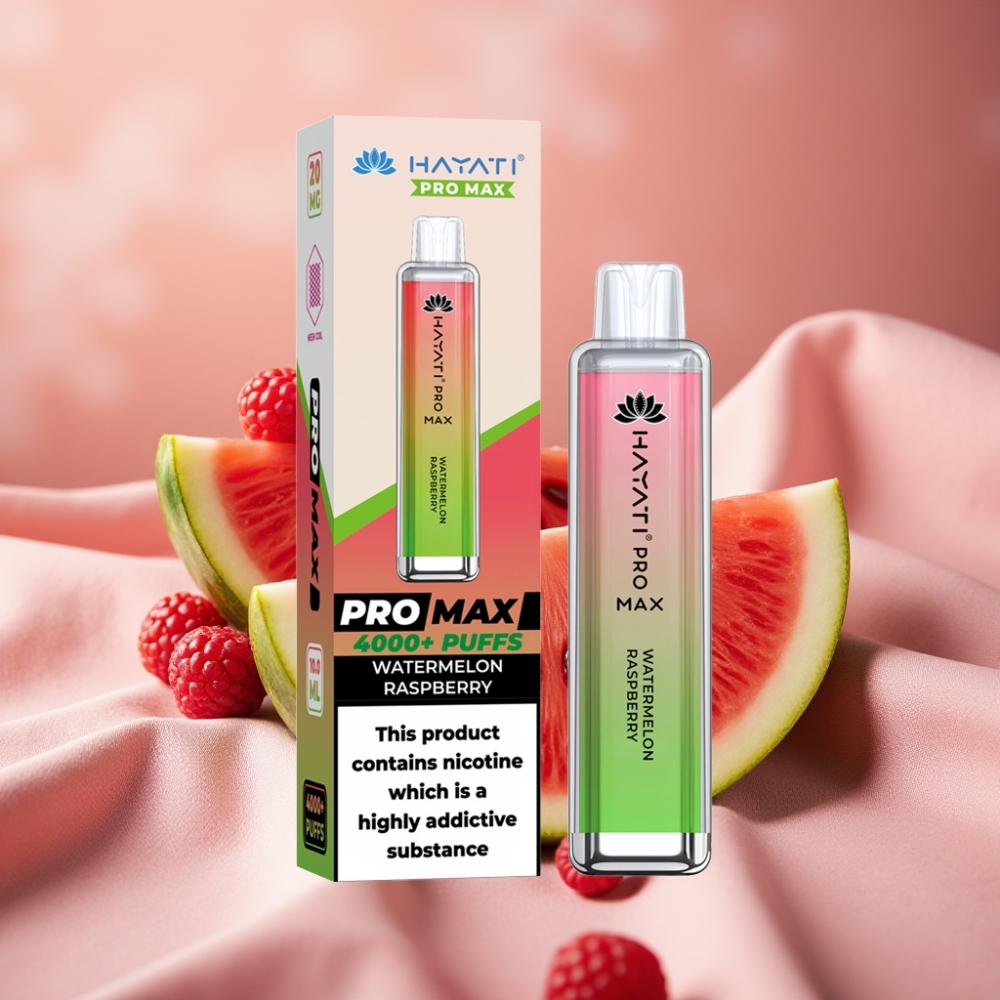 Hayati Pro Max 4000 Puffs Wegwerf-Vape Wassermelone Himbeere mit 1400mAh Akku & LED