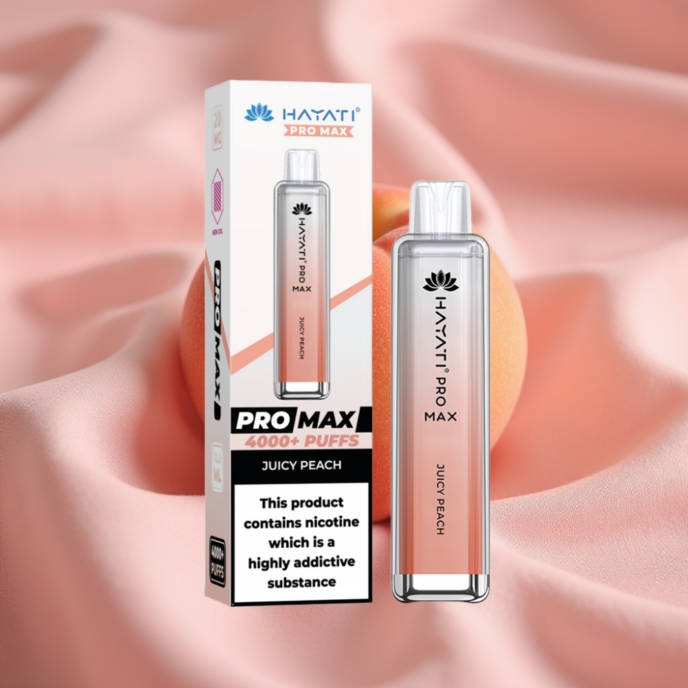 Hayati Pro Max 4000 Puffs Wiederaufladbare E-Zigarette Saftiger Pfirsich mit 1400mAh Akku & LED