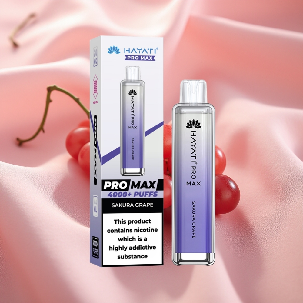 Hayati Pro Max 4000 Züge Einweg-Vape Sakura Traube mit 1400mAh Akku & Dual Mesh Coil
