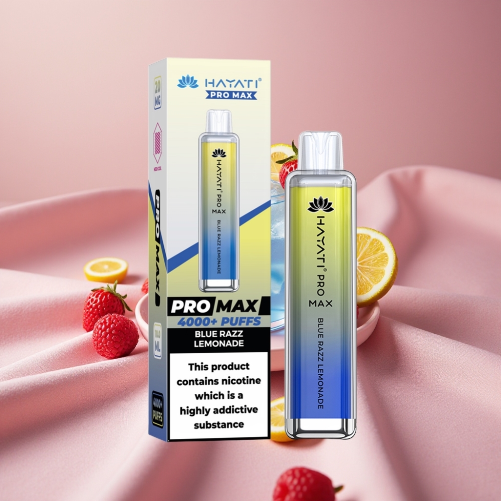 Hayati Pro Max 4000 Züge Wegwerf-E-Zigarette Blaue Himbeer-Limonade mit 1400mAh Akku & LED