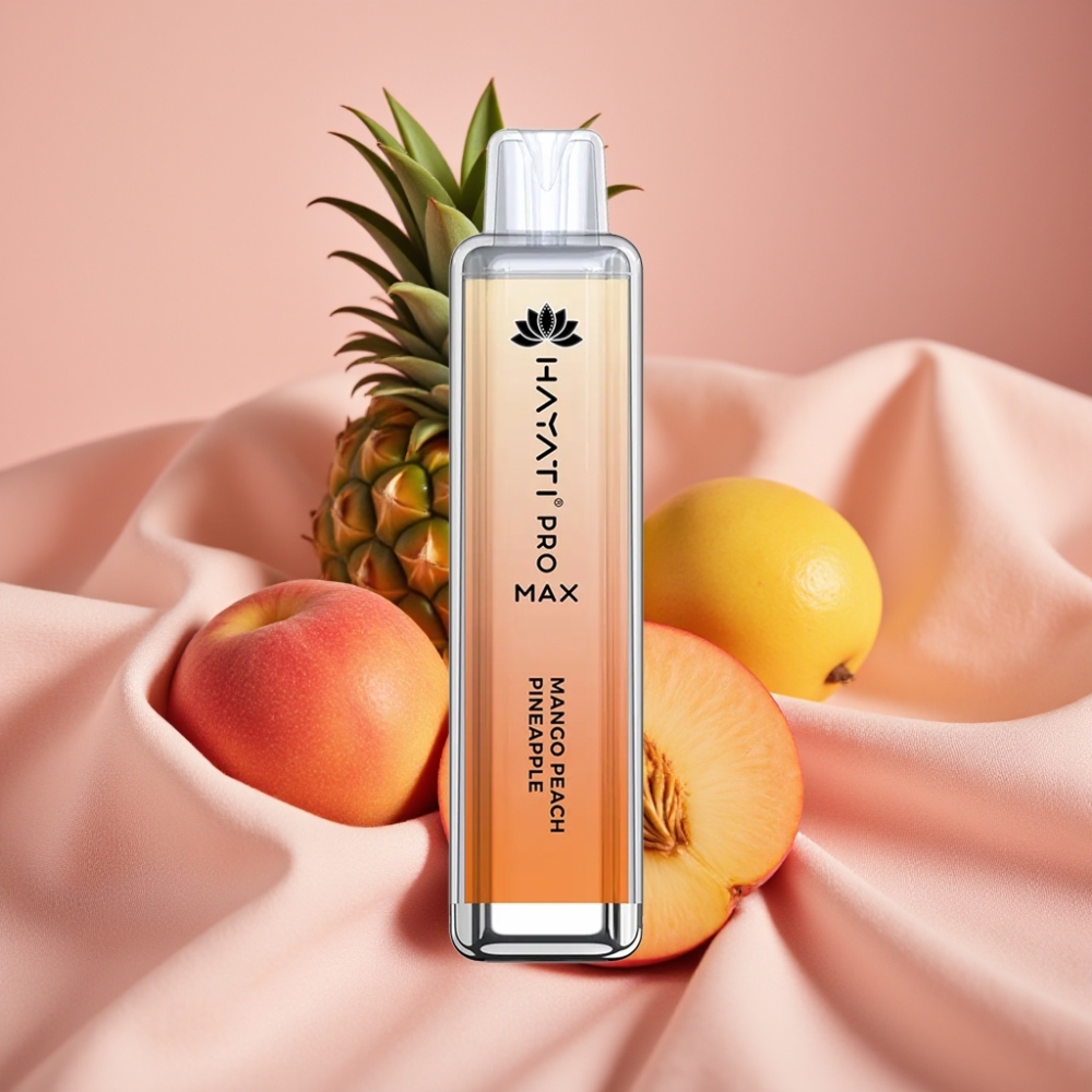 Hayati Pro Max 4000 Züge Wegwerf-E-Zigarette Mango Pfirsich Ananas mit 1400mAh Akku & Dual-Mesh-Coil
