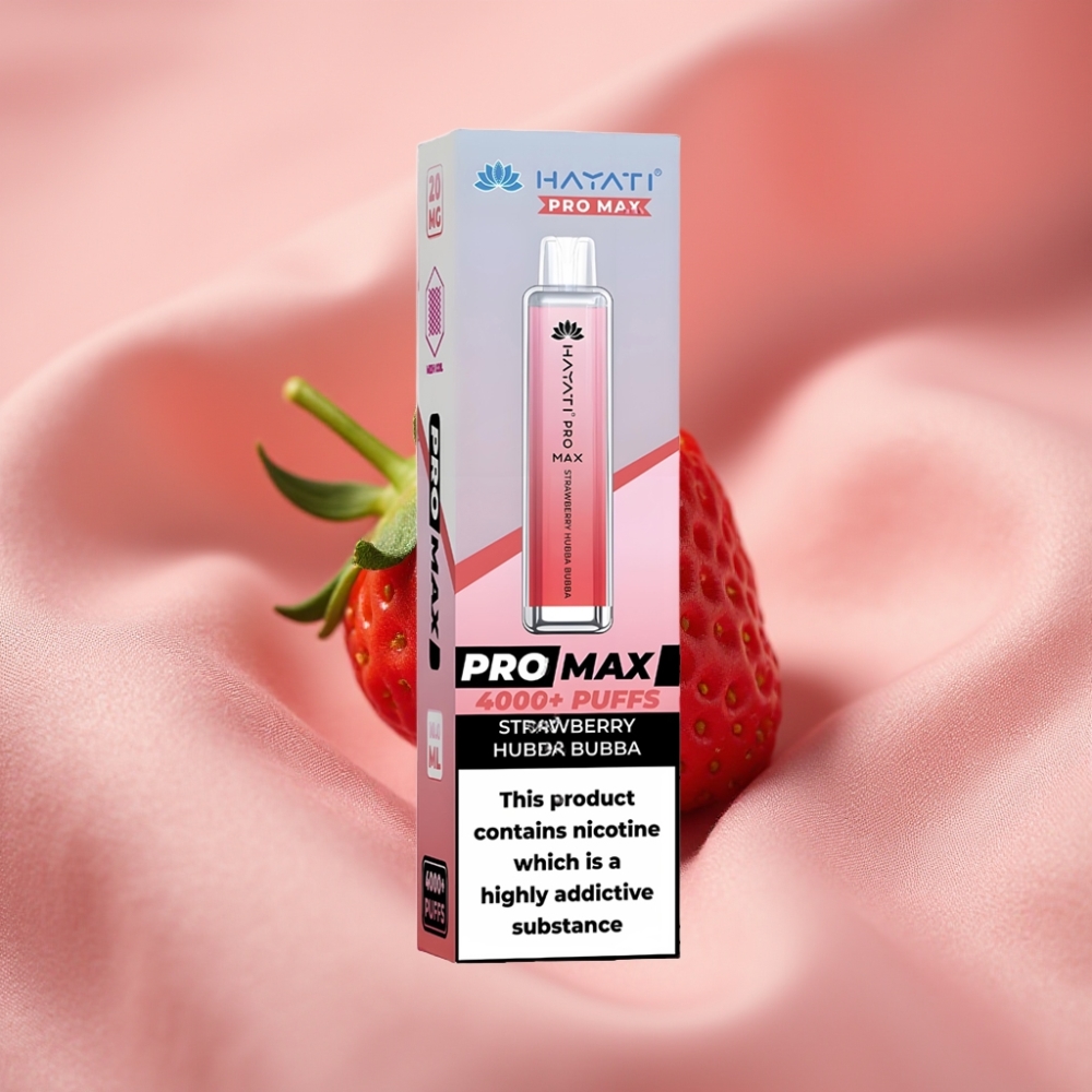 Hayati Pro Max 4000 Züge Wegwerf-Vape Erdbeer Hubba Bubba mit 1400mAh Akku & LED