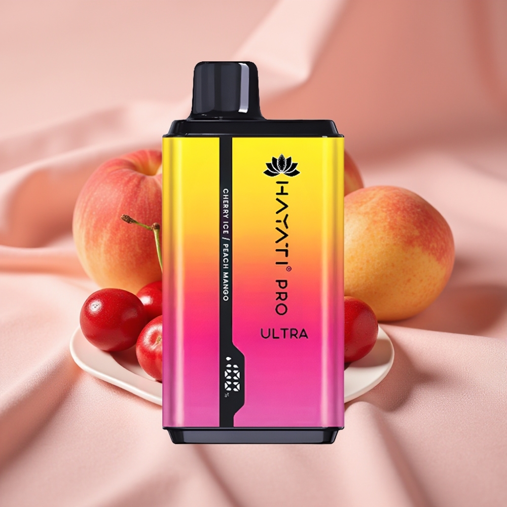Hayati Pro Ultra 15000 Puffs E-Zigarette mit Kirsch-Eis-Pfirsich-Mango, 850mAh, 2×12ml, 2% Nikotin