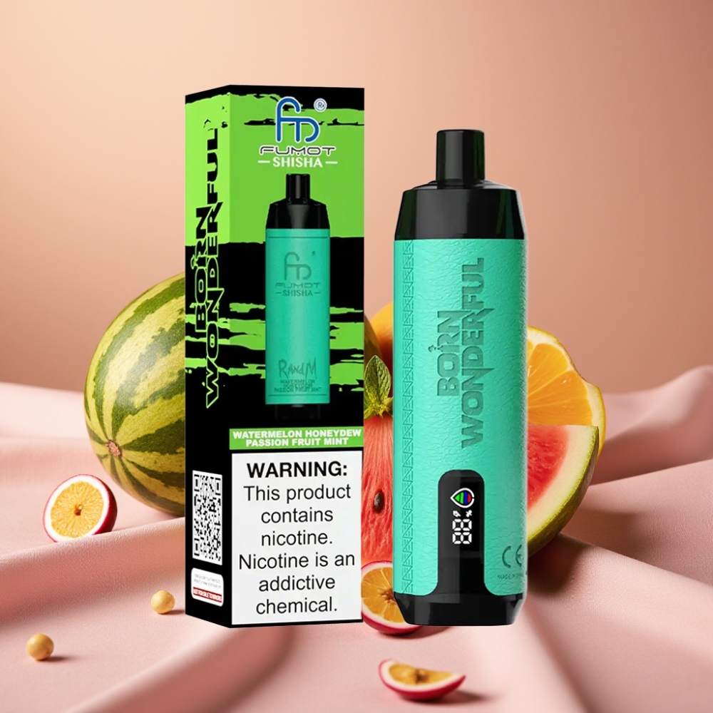 RandM Fumot Shisha 10000 Puffs LED Typ-C 18ml Wassermelone Honigmelone Passionsfrucht Minze
