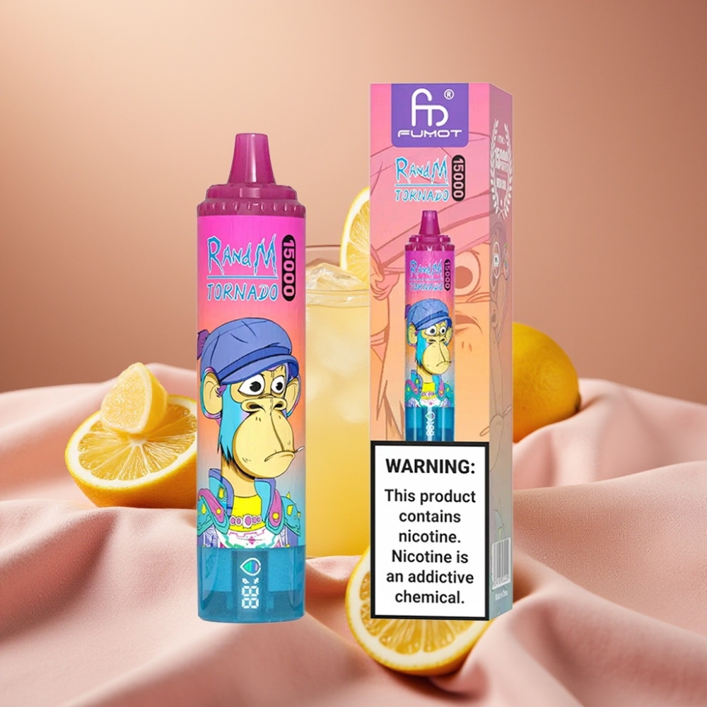 RandM Fumot Tornado 15000 Puffs 25ml 850mAh Mesh Coil LCD Typ-C Zitronenlimonade
