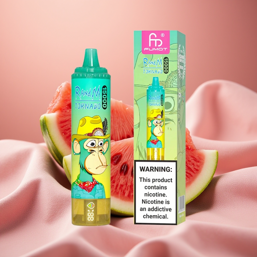RandM Fumot Tornado 15000 Puffs 25ml 850mAh Mesh Coil Typ-C LCD Wassermelone Eis