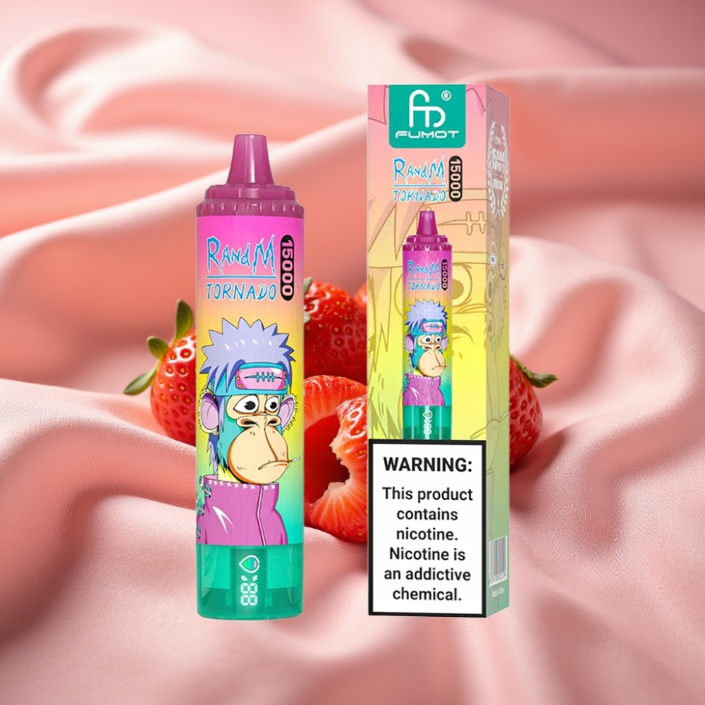 RandM Fumot Tornado 15000 Puffs 25ml 850mAh Typ-C LCD Erdbeer-Eis