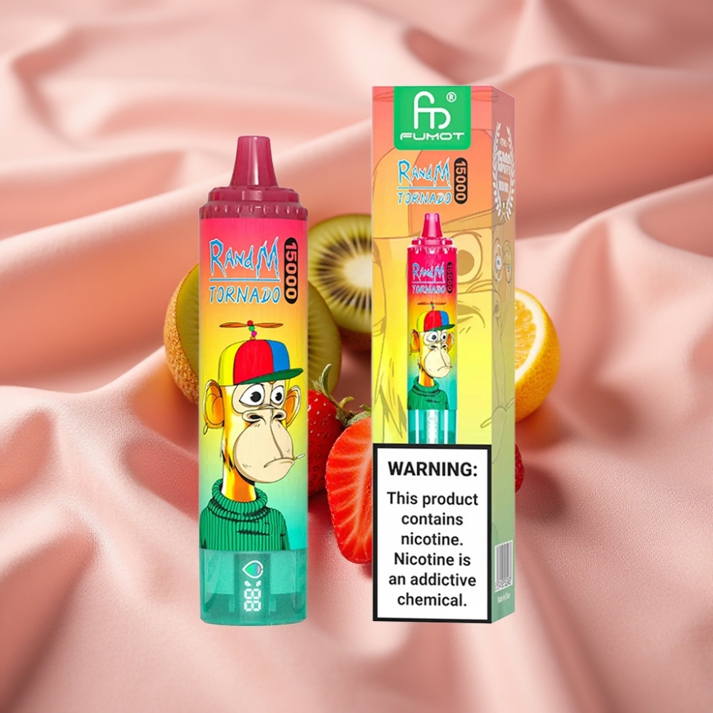 RandM Fumot Tornado 15000 Puffs 25ml 850mAh Typ-C LCD Erdbeer-Kiwi