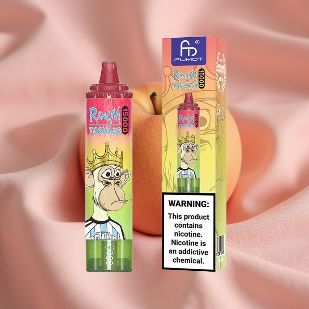 RandM Fumot Tornado 15000 Puffs Einweg-Vape Apfel Pfirsich Birne 25ml 850mAh Mesh LCD Typ-C