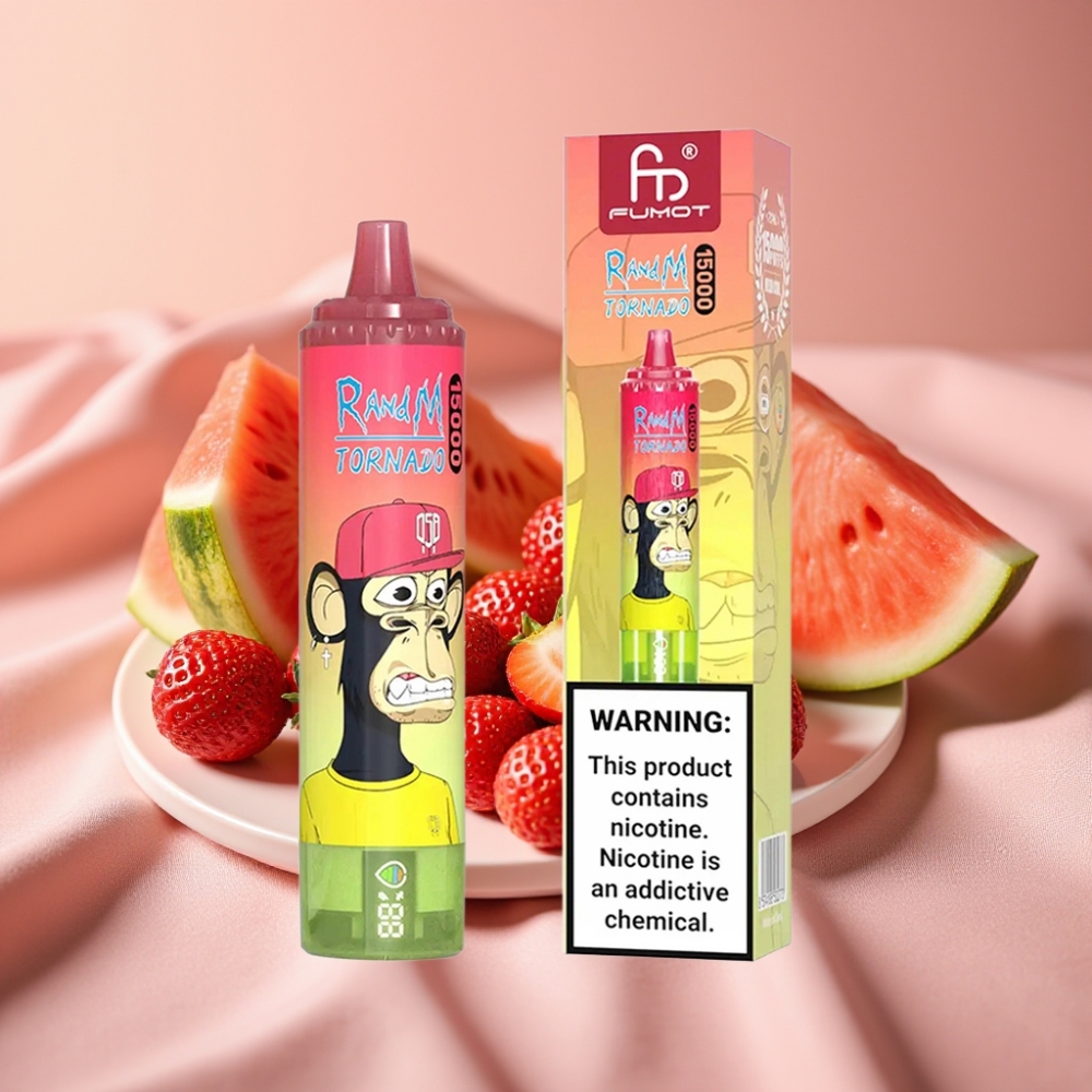 RandM Fumot Tornado 15000 Puffs Einweg-Vape Erdbeer-Wassermelone-Limonade 25ml 850mAh Typ-C LCD Mesh 0,9 Ohm