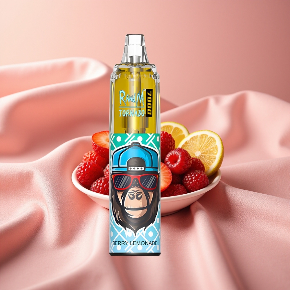 RandM Fumot Tornado 7000 Puffs 14ML 850MAH Mesh Coil Typ-C RGB Luftregelung Beerenlimonade