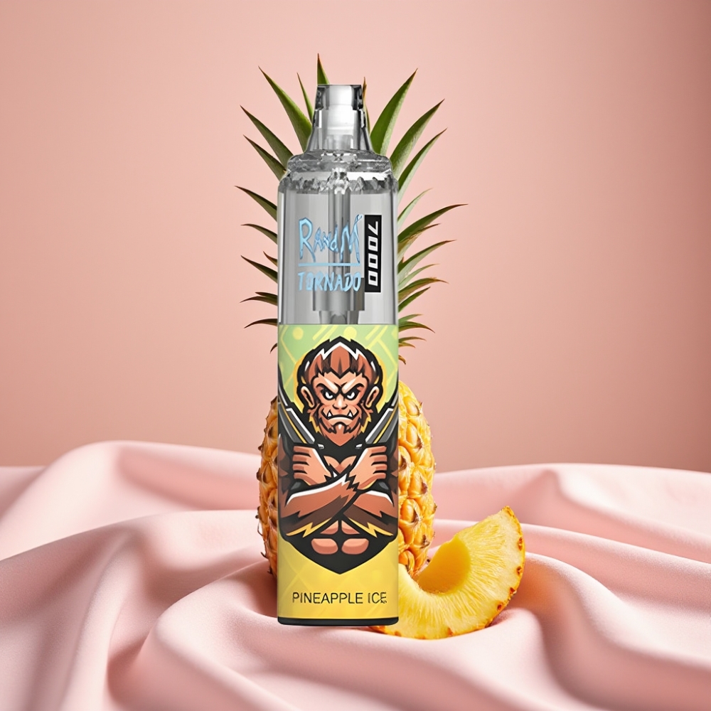 RandM Fumot Tornado 7000 Puffs Wegwerf-Vape Ananas-Eis mit 14 ML Liquid, 850 MAH, Mesh Coil, Typ-C, RGB, Luftregelung, 0-5% Nikotin
