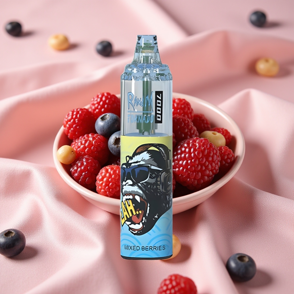 RandM Fumot Tornado 7000 Puffs Wegwerf-Vape mit Mischbeeren, 14 ML, Mesh Coil, Typ-C, RGB
