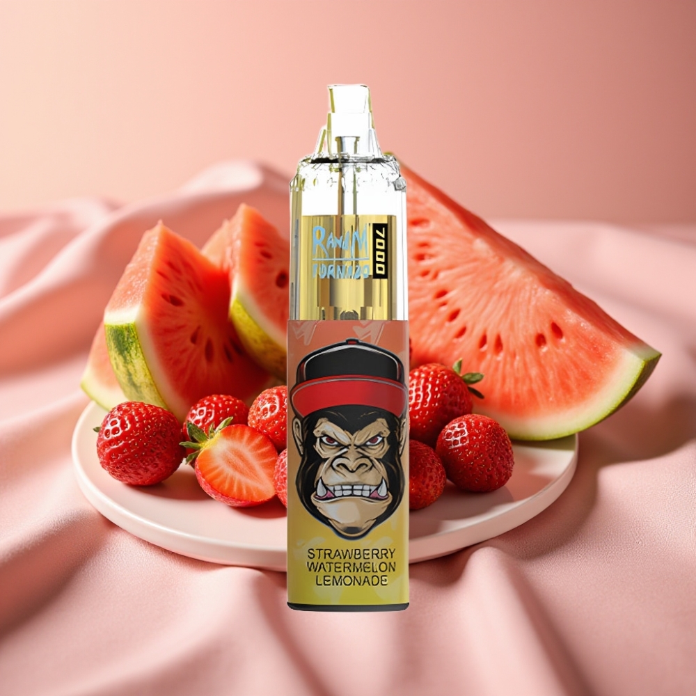 RandM Fumot Tornado 7000 Wegwerf-Vape Erdbeer-Wassermelone-Limonade mit 14ML E-Liquid, 850MAH, Mesh Coil, Typ-C, RGB, Luftregelung