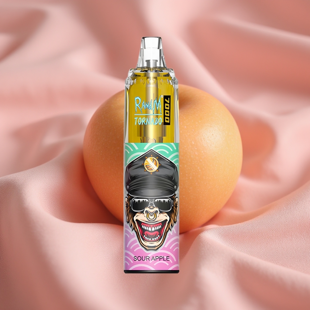 RandM Fumot Tornado 7000 Wegwerf-Vape Sauerapfel mit 14ML E-Liquid, 850MAH, Mesh Coil, Typ-C, RGB, Luftregelung