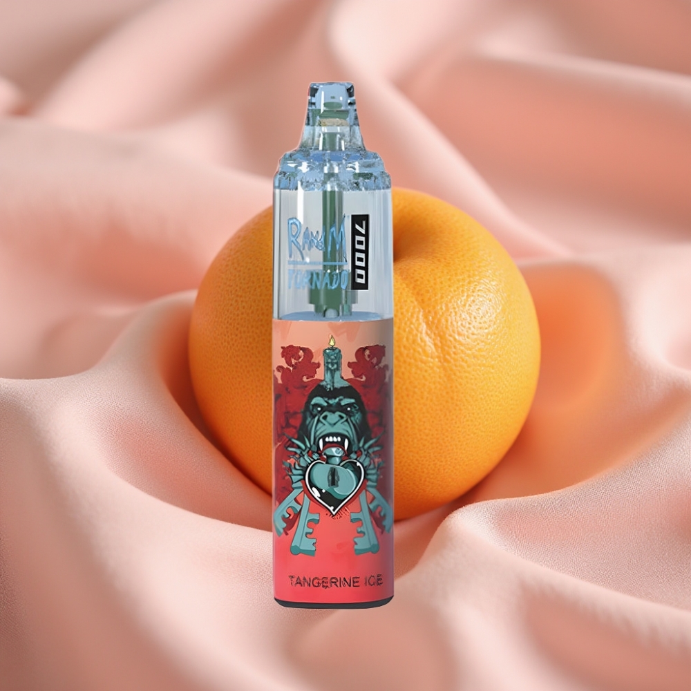 RandM Fumot Tornado 7000 Wegwerf-Vape Tangerine Eis mit Mesh Coil, Typ-C & RGB