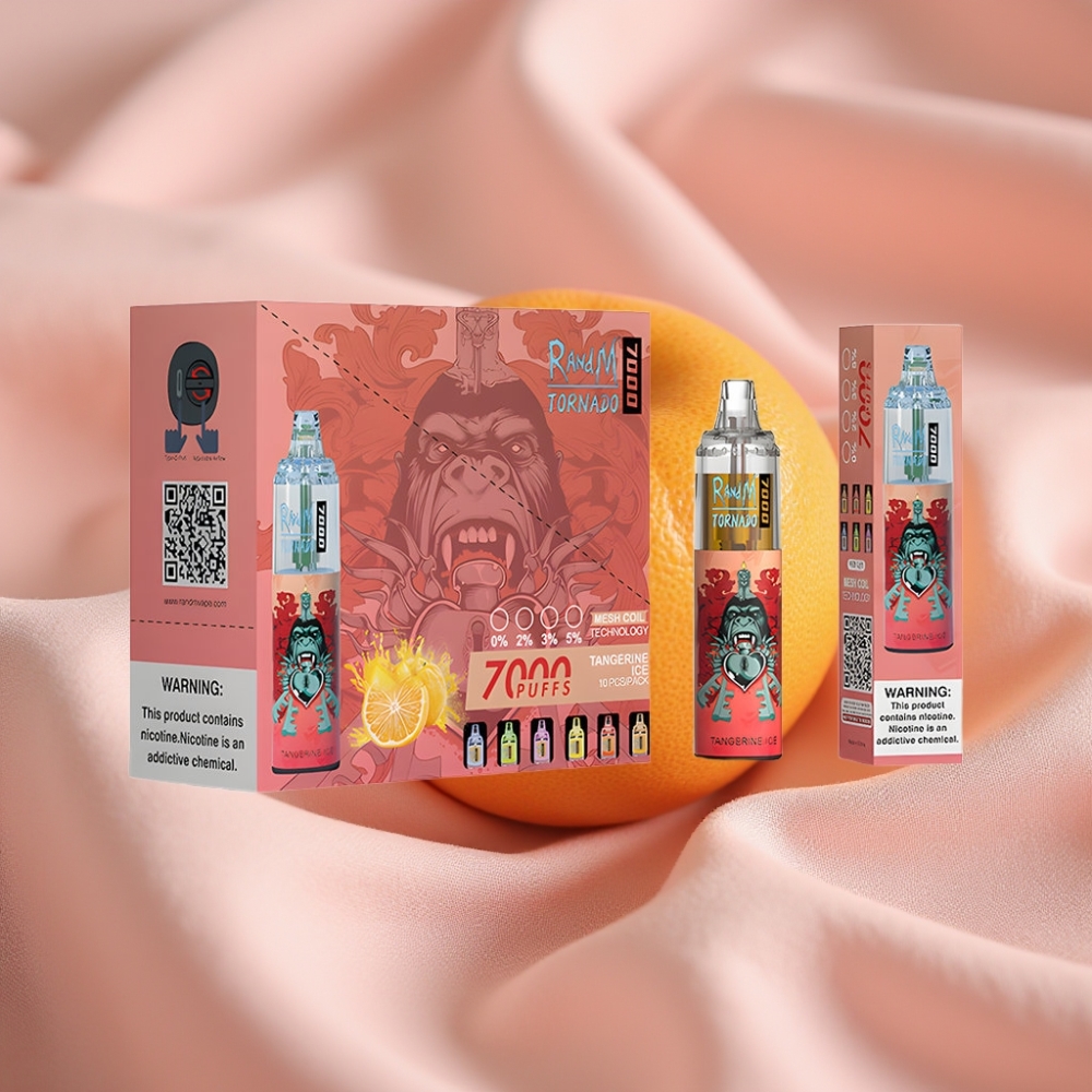 RandM Fumot Tornado 7000 Wegwerf-Vape Tangerine Eis mit Mesh Coil, Typ-C & RGB