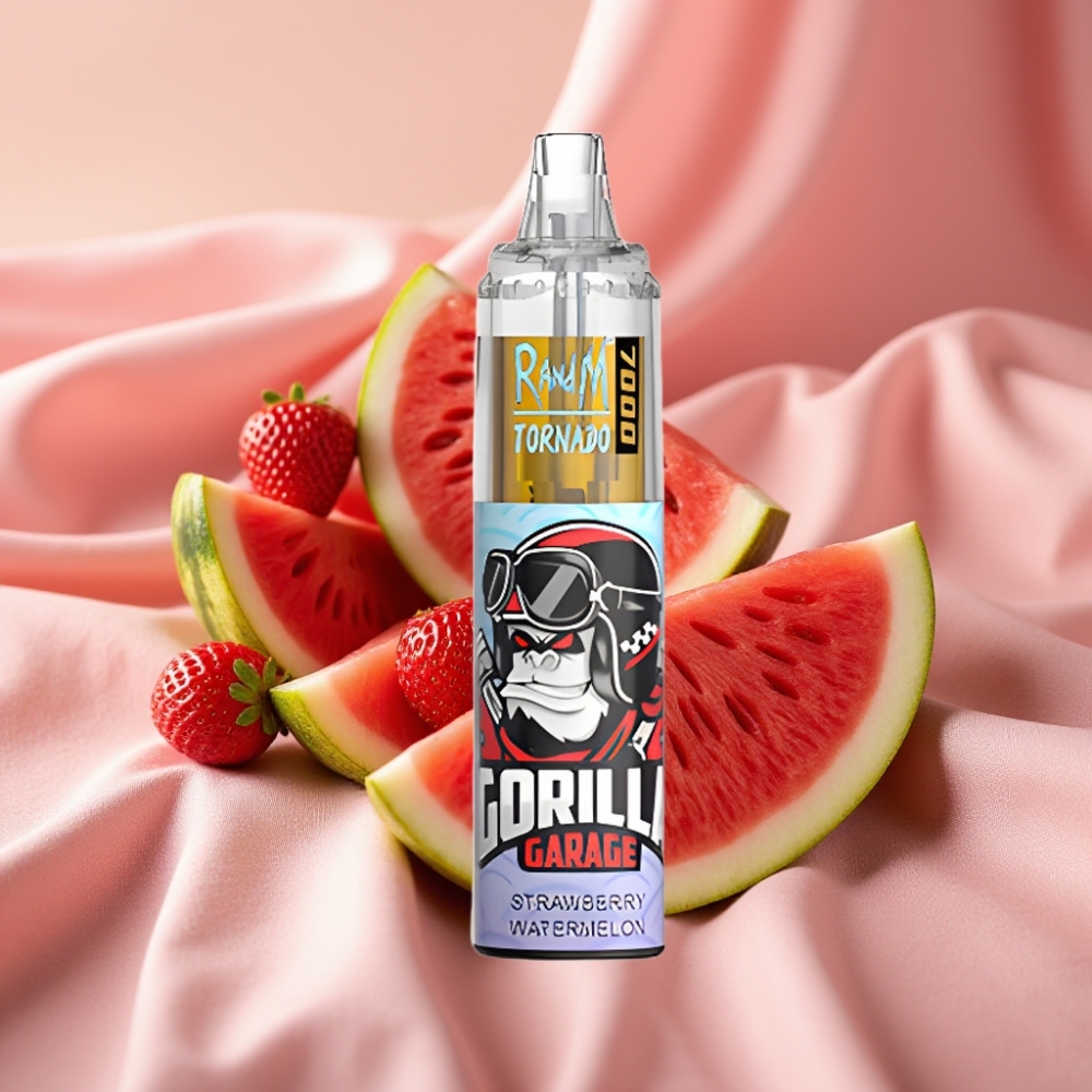 RandM Fumot Tornado 7000 Züge 14ML Erdbeer-Wassermelone Typ-C RGB Luftregelung Mesh Coil