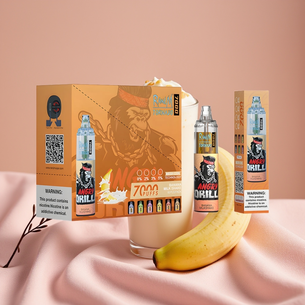 RandM Fumot Tornado 7000 Zugwegwerf-Vape Bananenmilchshake 14ML 850MAH Mesh RGB Luftregelung