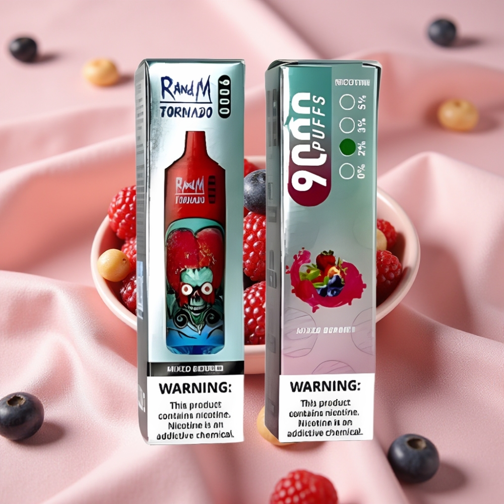 RandM Tornado 9000 Puffs Wiederaufladbar 850 mAh 18 mL Mesh Coil RGB Display Mischbeeren