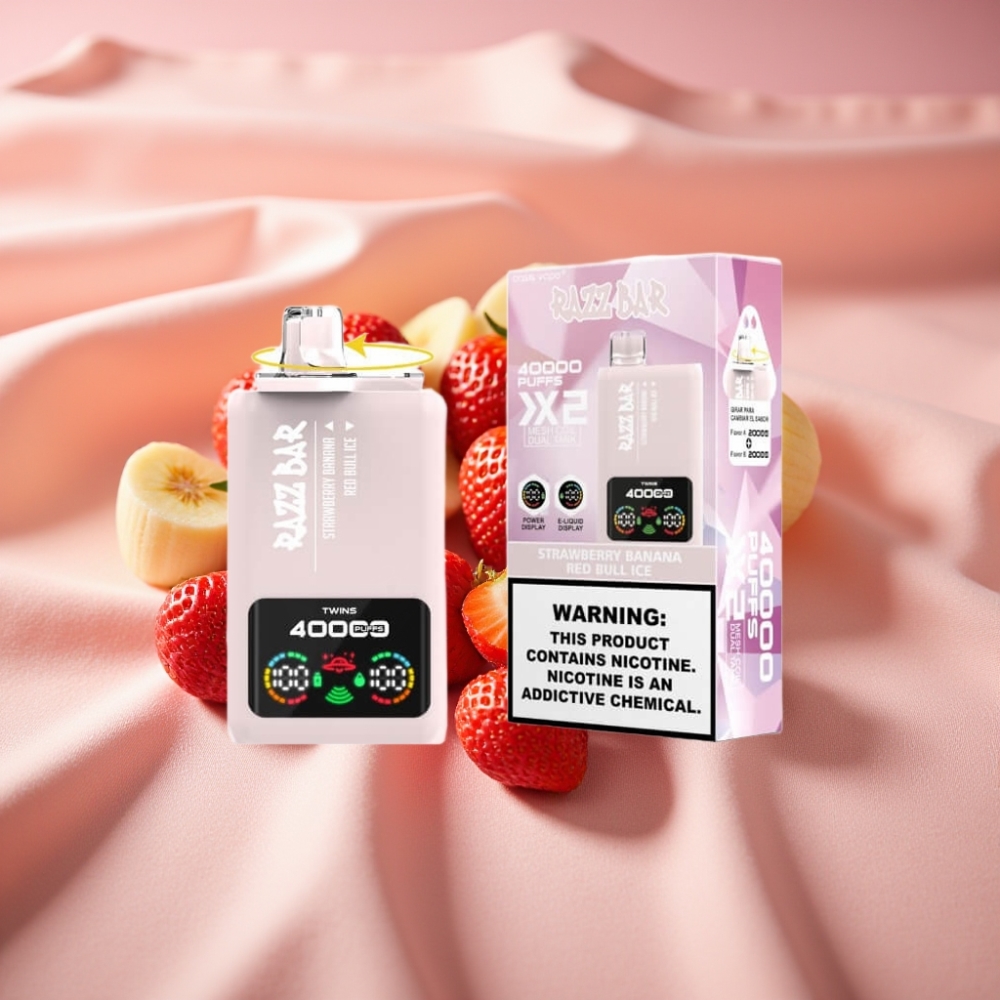 Razz Bar 40000 Puffs Display Mesh Coil Typ-C Erdbeer-Banane & Red Bull Eis