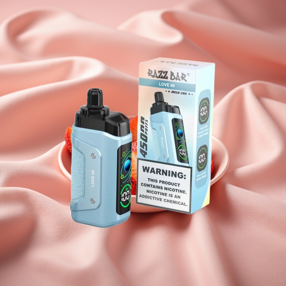 Razz Bar 45000 Puffs Wegwerf-Vape Liebe 66 mit Mesh Coil, verstellbarer Luftzug & Typ-C