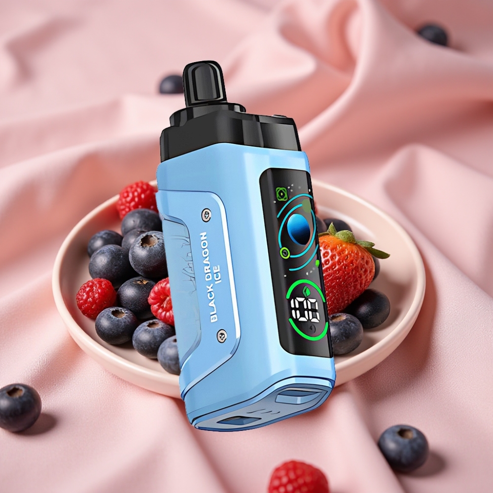 Razz Bar 45000 Puffs Wegwerf-Vape Schwarz Drachen Eis 1,0 Ohm Mesh 650 mAh Typ-C