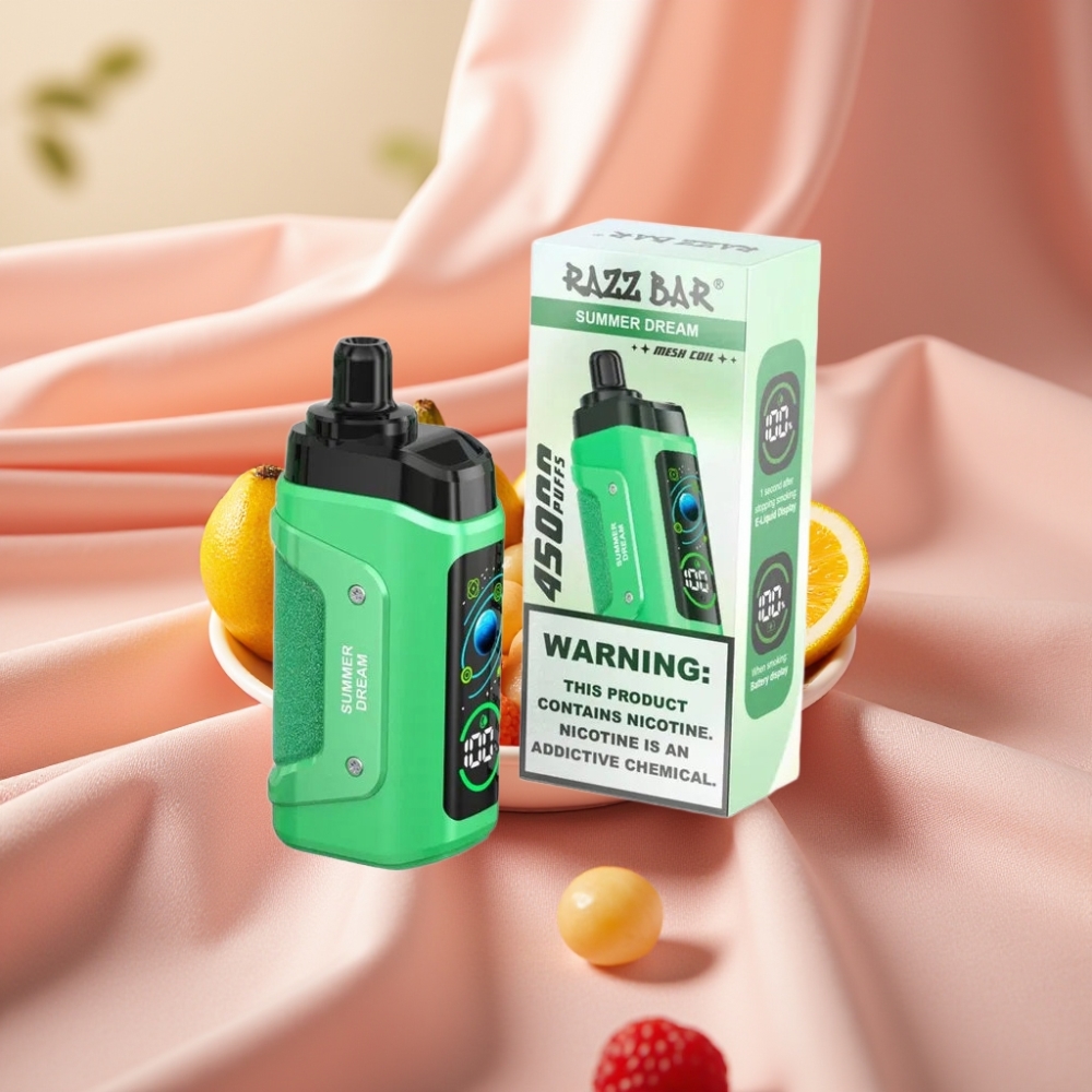 Razz Bar 45000 Puffs Wegwerf-Vape Sommertraum mit 1,0 Ohm Mesh Coil, verstellbarem Luftstrom & Typ-C-Aufladung