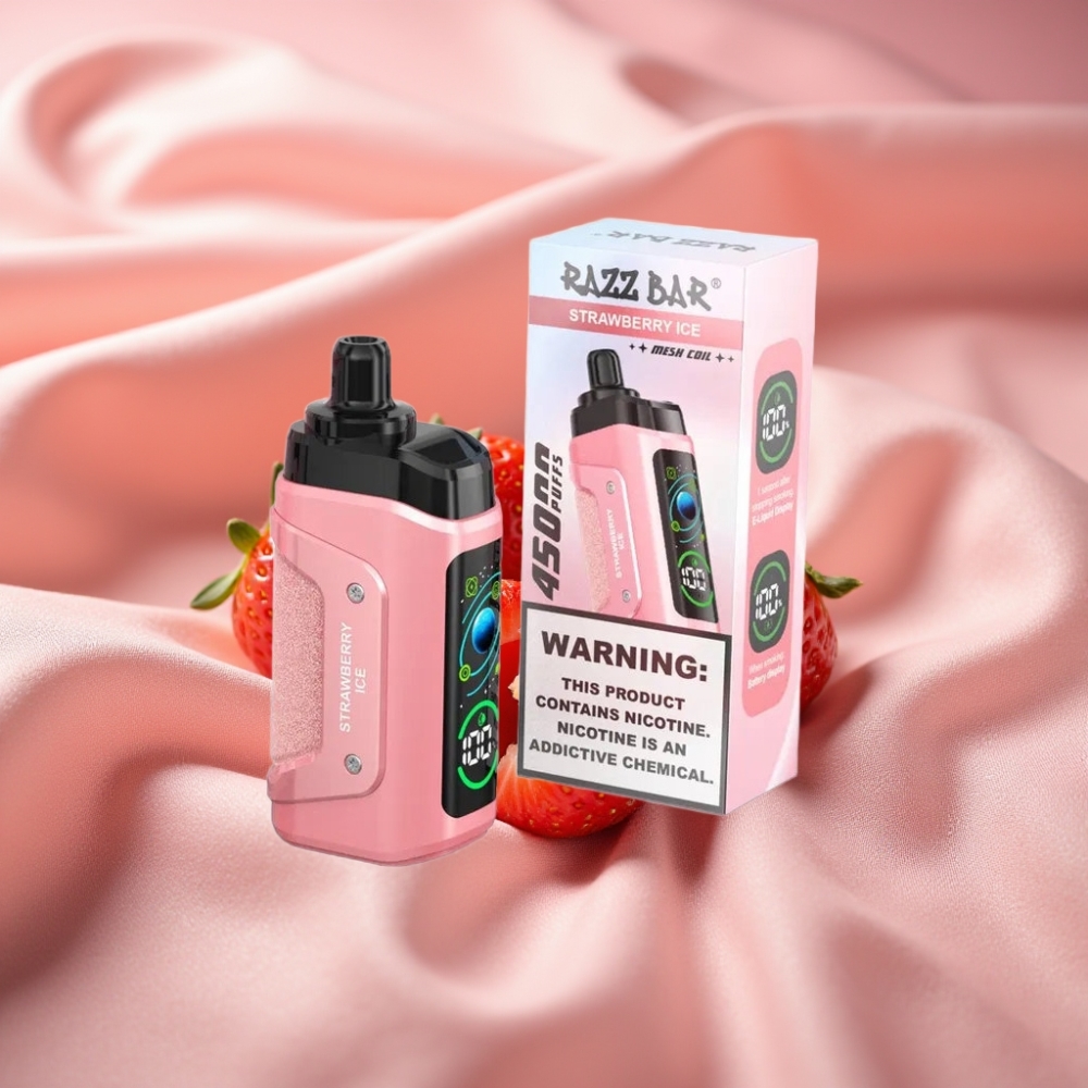 Razz Bar 45000 Züge Disposable Vape Erdbeer-Eis mit 1,0 Ohm Mesh Coil & Typ-C Ladung